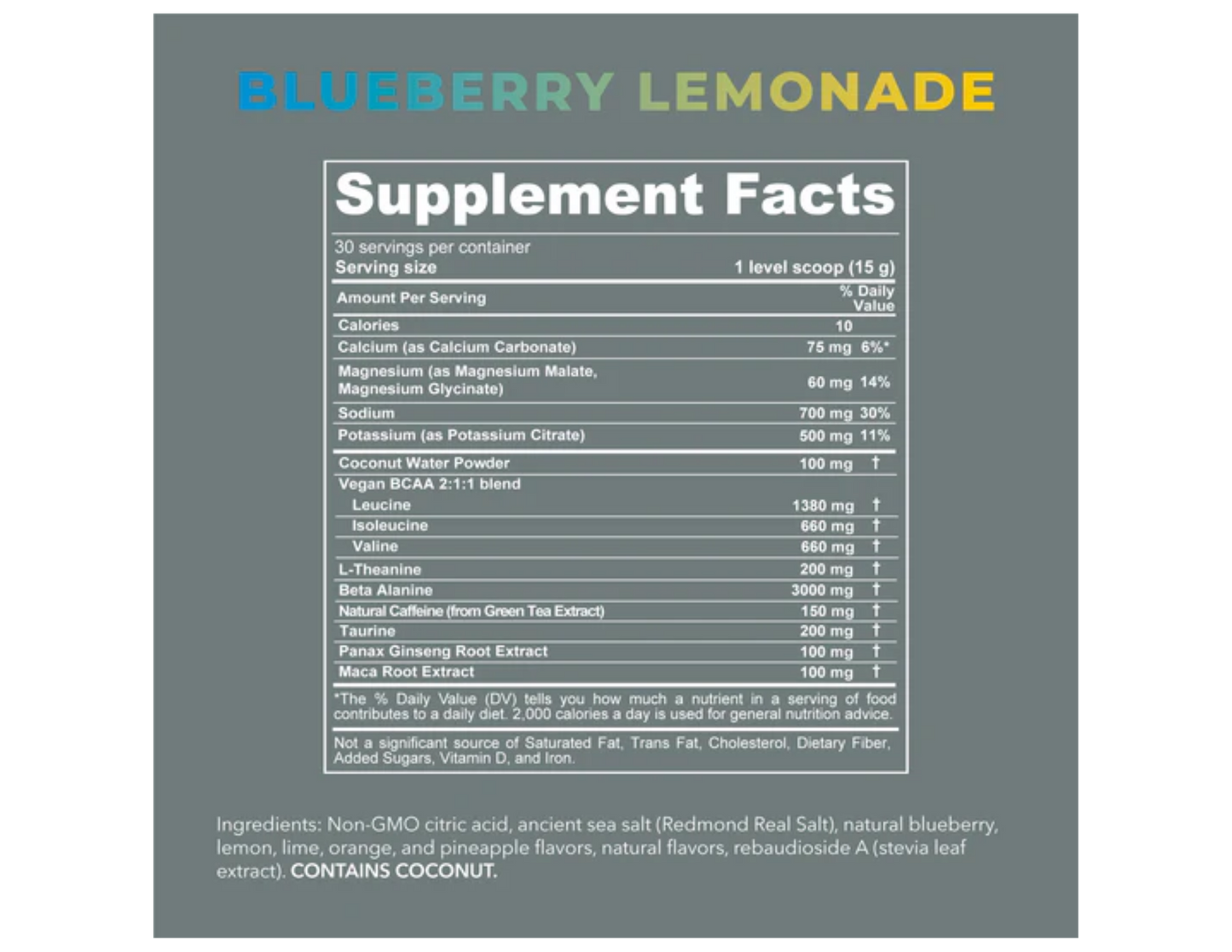 Re-Lyte Pre-Workout Electrolyte Powder 30 Servings / Blueberry Lemonade