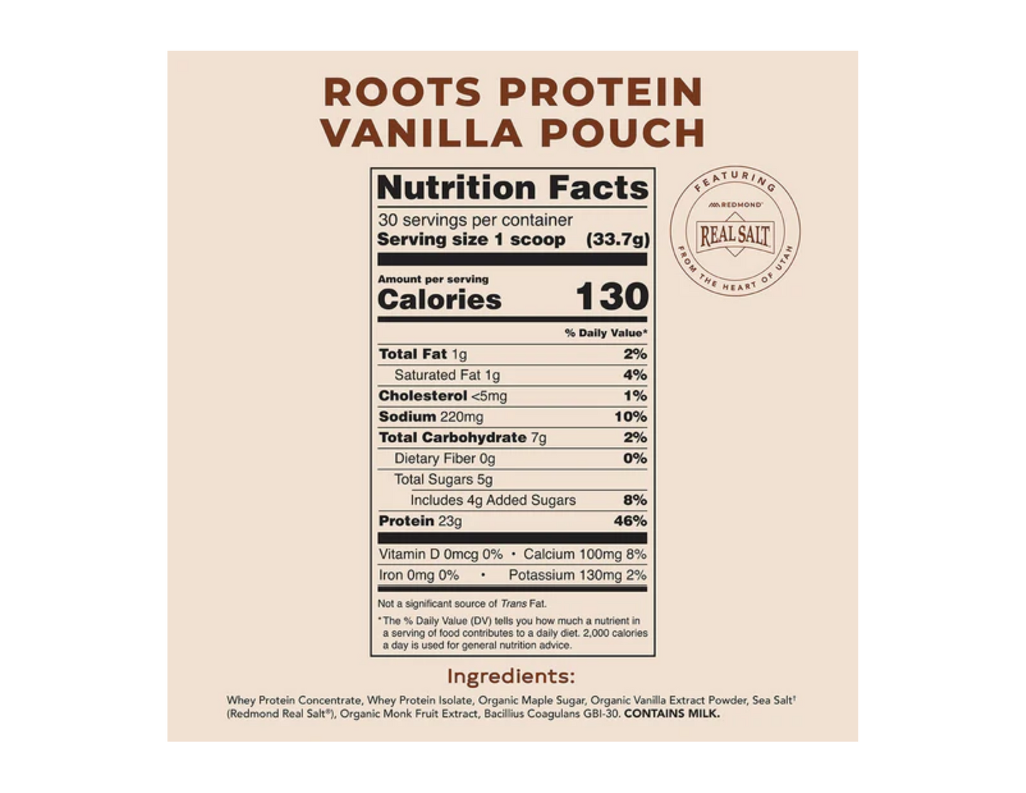 Vanilla Redmond Roots Protein Powder